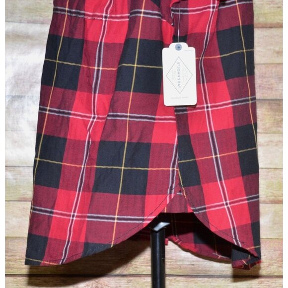 NWT St. John's Bay Ladies Red Plaid Button Front Classic Shirt Top Size 0X - Picture 5 of 11